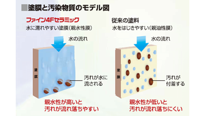 塗膜と汚染物質のモデル図