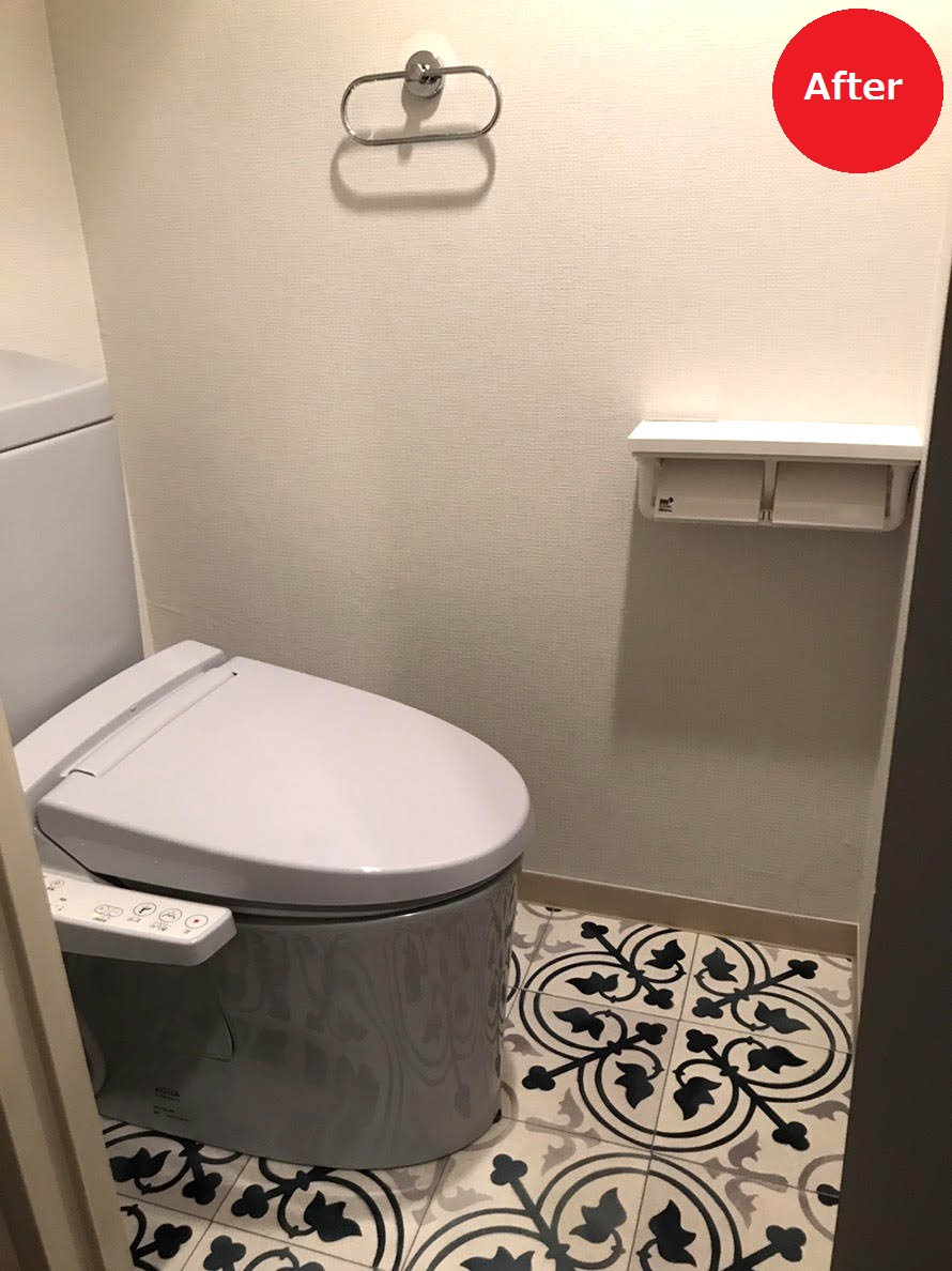 フチレスでお掃除のしやすさを提案しました。トイレのリフォーム：LIXIL アメージュZ お風呂やキッチンの