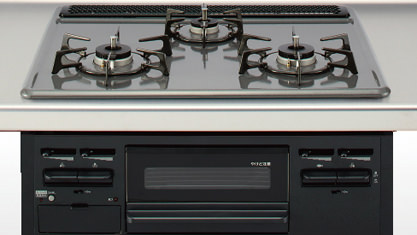 キッチン　クリナップ　ラクエラ　I 型スライド収納プラン　コンフォートシリーズ　加熱機器　ホーロートップコンロ